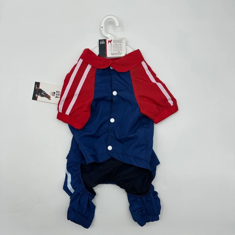 Team USA Olympics Dog Tracksuit Navy Red‎ White Pet Outfit Size Medium NWT New